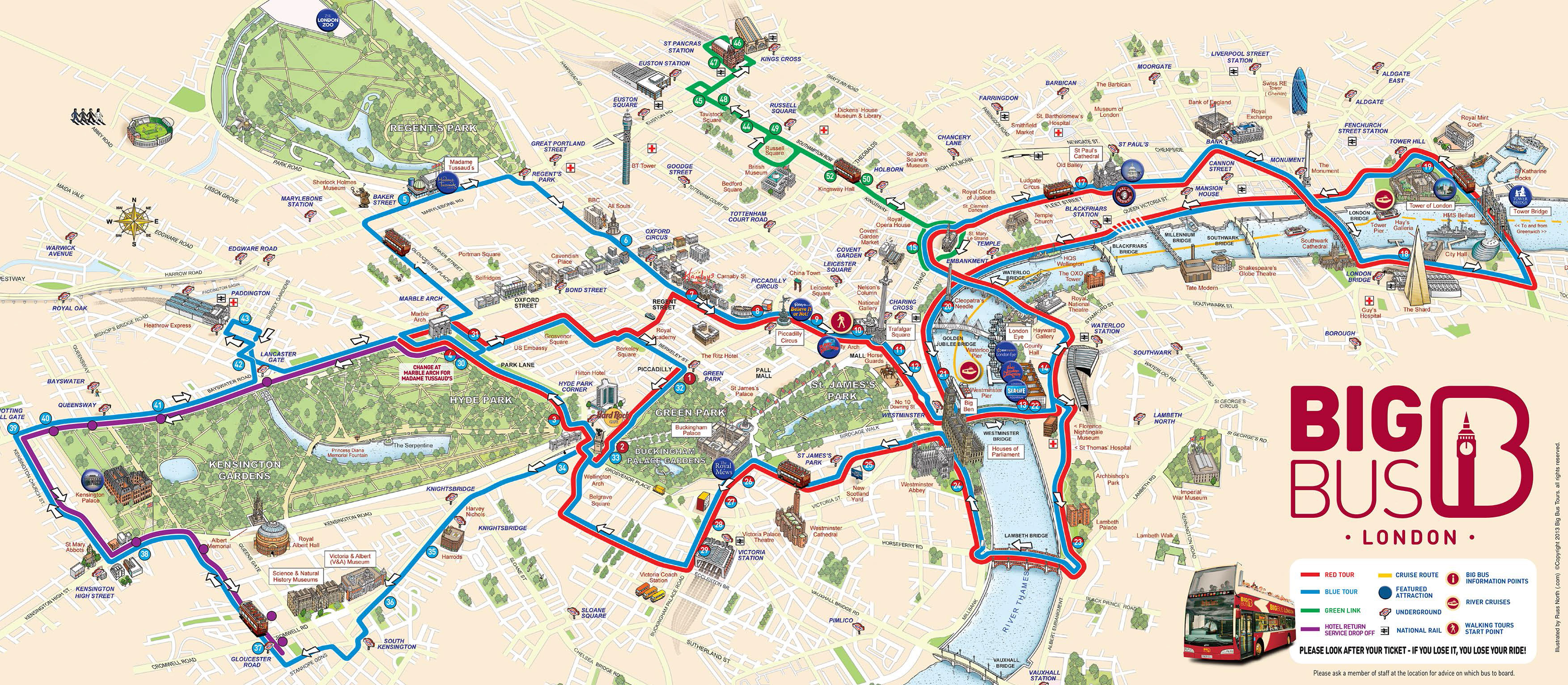 Plan et carte touristique de Londres : monuments et circuits