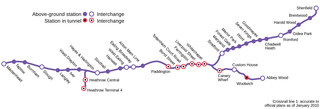Map of London Crossrail rail network