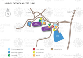 Map of London Gatwick airport & terminal (LGW)