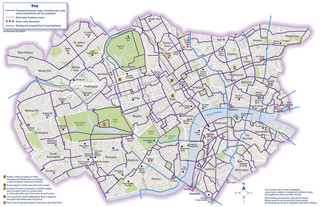Cycle routes, cycle paths, cycle lanes of London