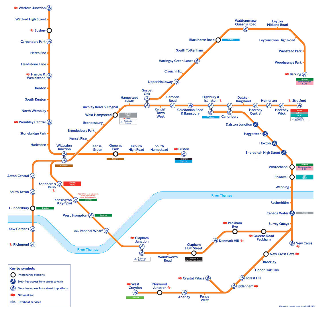 Map of London commuter rail: stations & lines