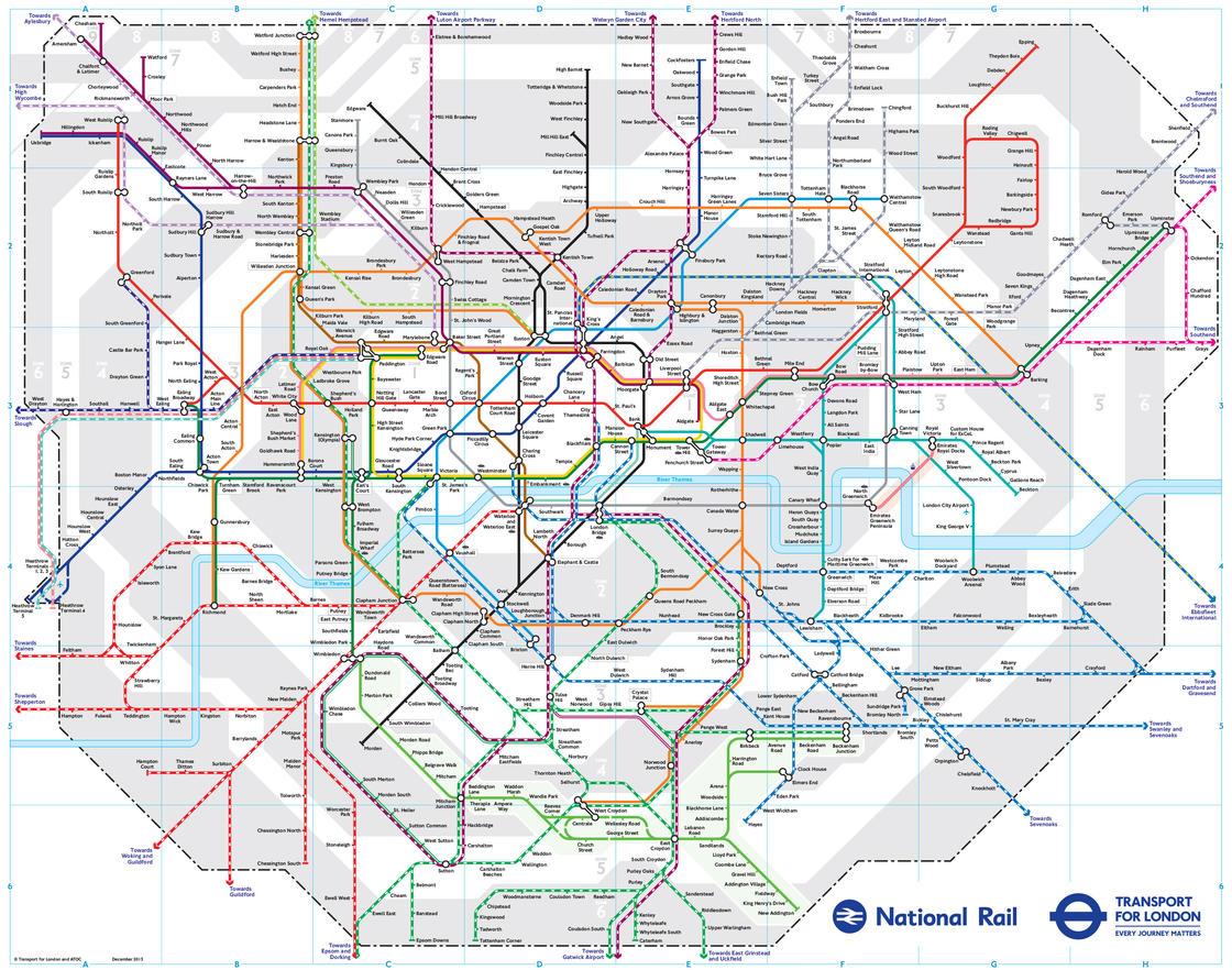 Map of London commuter rail: stations & lines