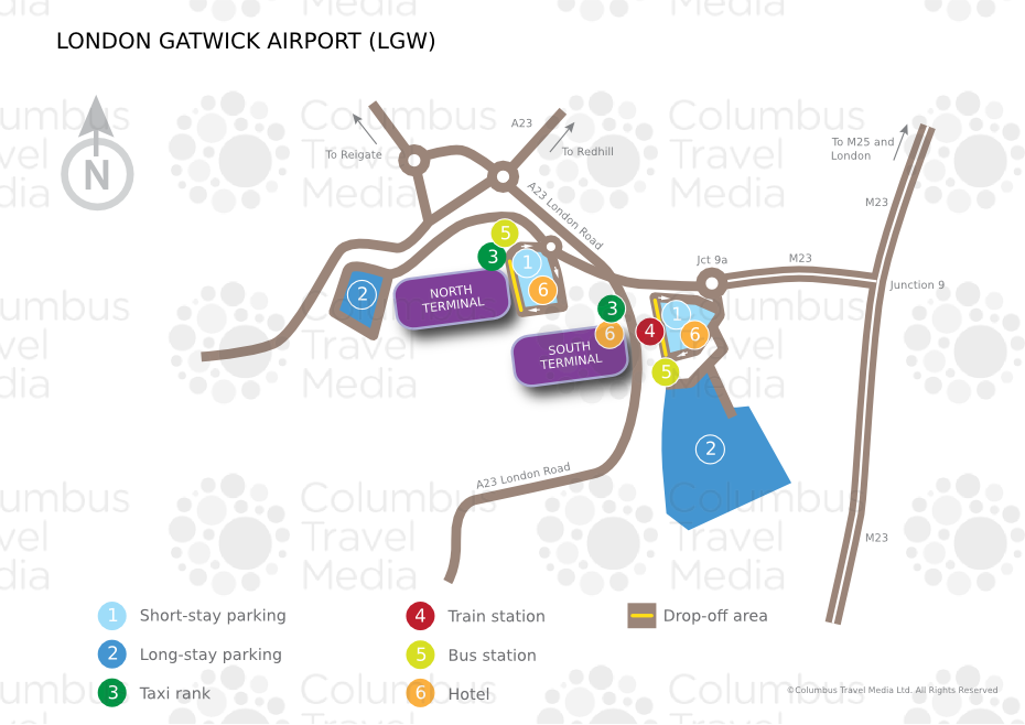 UK Airports: Top Travel Hacks Map of Gatwick Airport