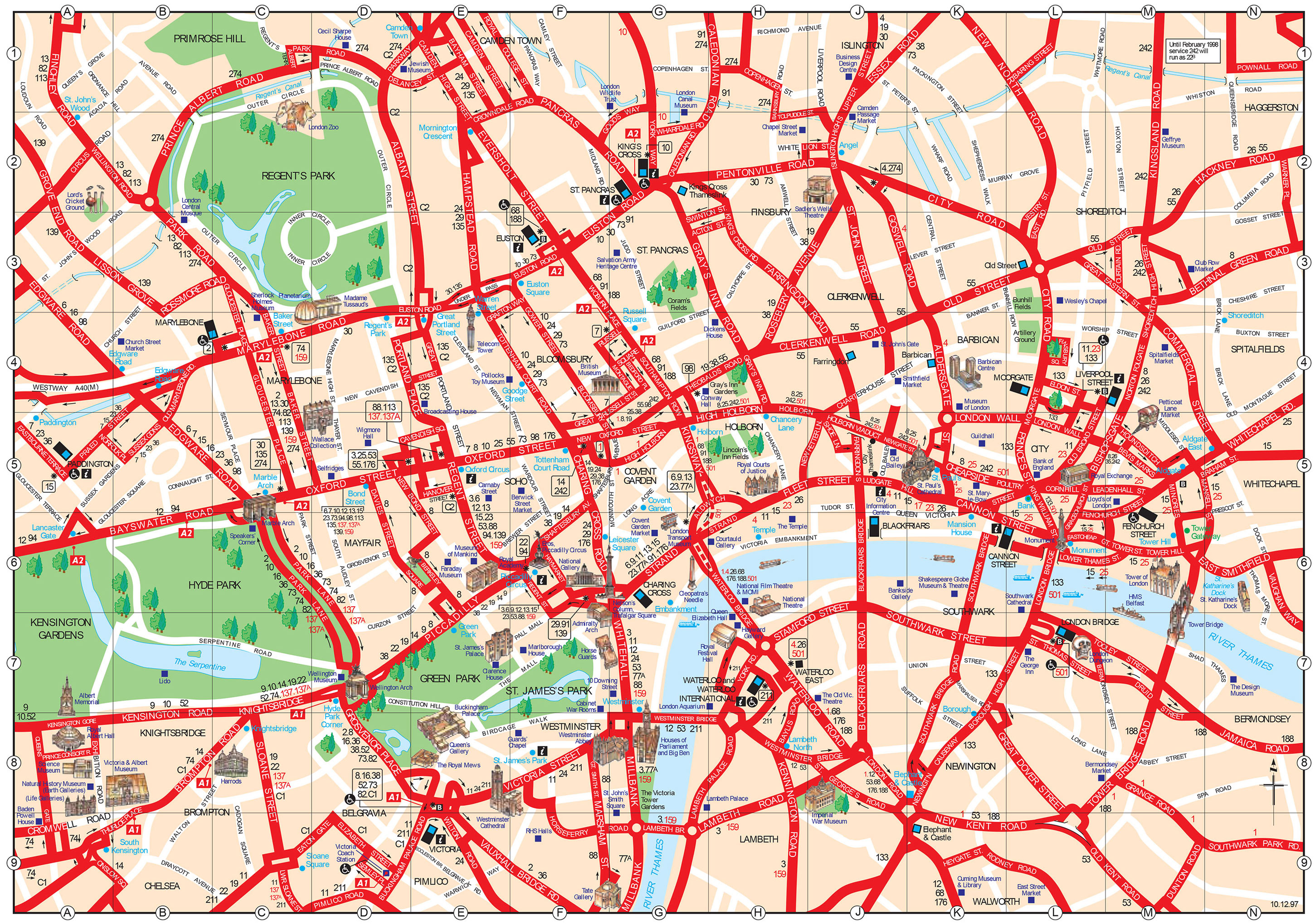 Map of London tourist attractions, sightseeing & tourist tour