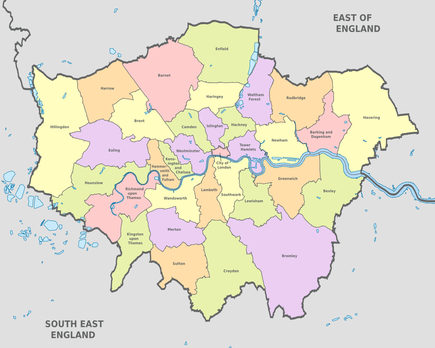 Neighborhood Map Of London Map of London 32 boroughs & neighborhoods