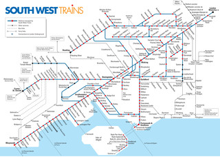 Map of London South West Trains rail network