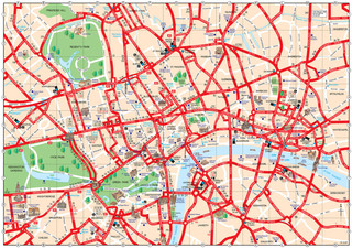 Tourist map of London attractions, sightseeing, museums, sites, sights, monuments and landmarks